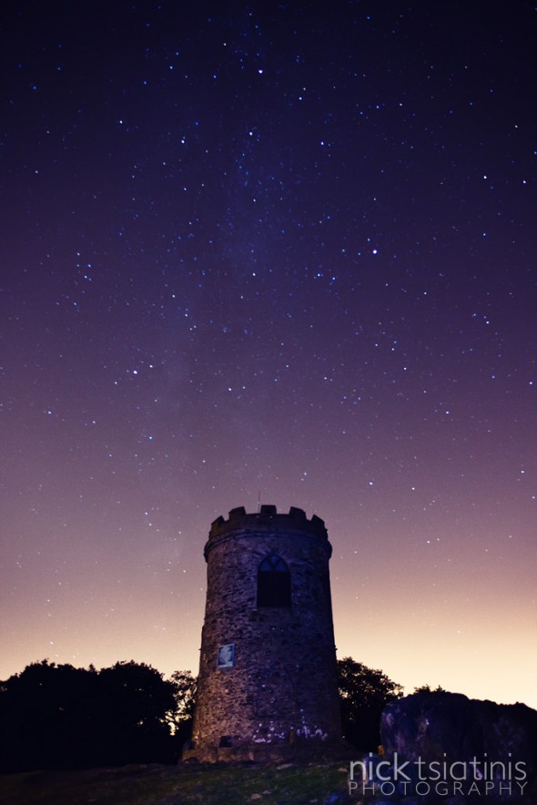 The Milky Way in the sky above Old John in Bradgate Park